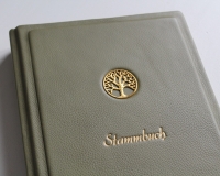 Stammbuch ♥LEBENSBAUM♥ aus hell grünem Nappaleder, DIN A5